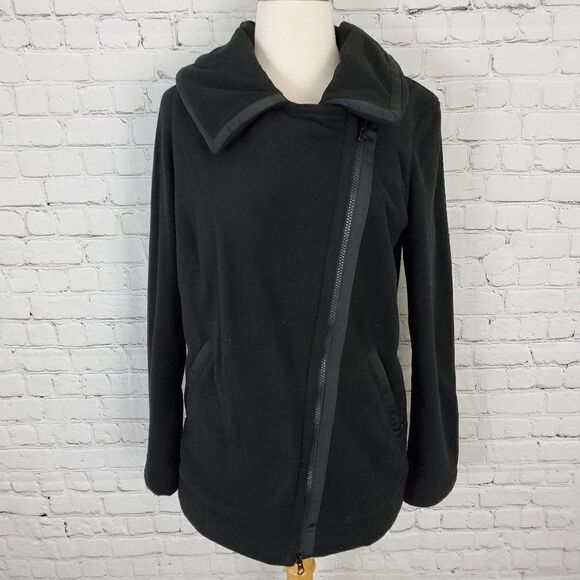 LULULEMON ATHLETICA Lululemon Black Fleece Moto Jacket sz 4 Soft Cozy - Picture 1 of 7
